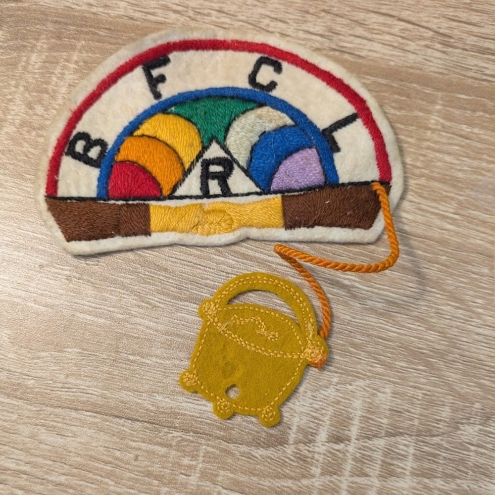 VTG Rainbow Girls Masonic Youth Service Fabric Patch with Pot of Gold Charm